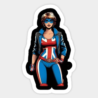 London England Female Comic Book Superhero Sticker